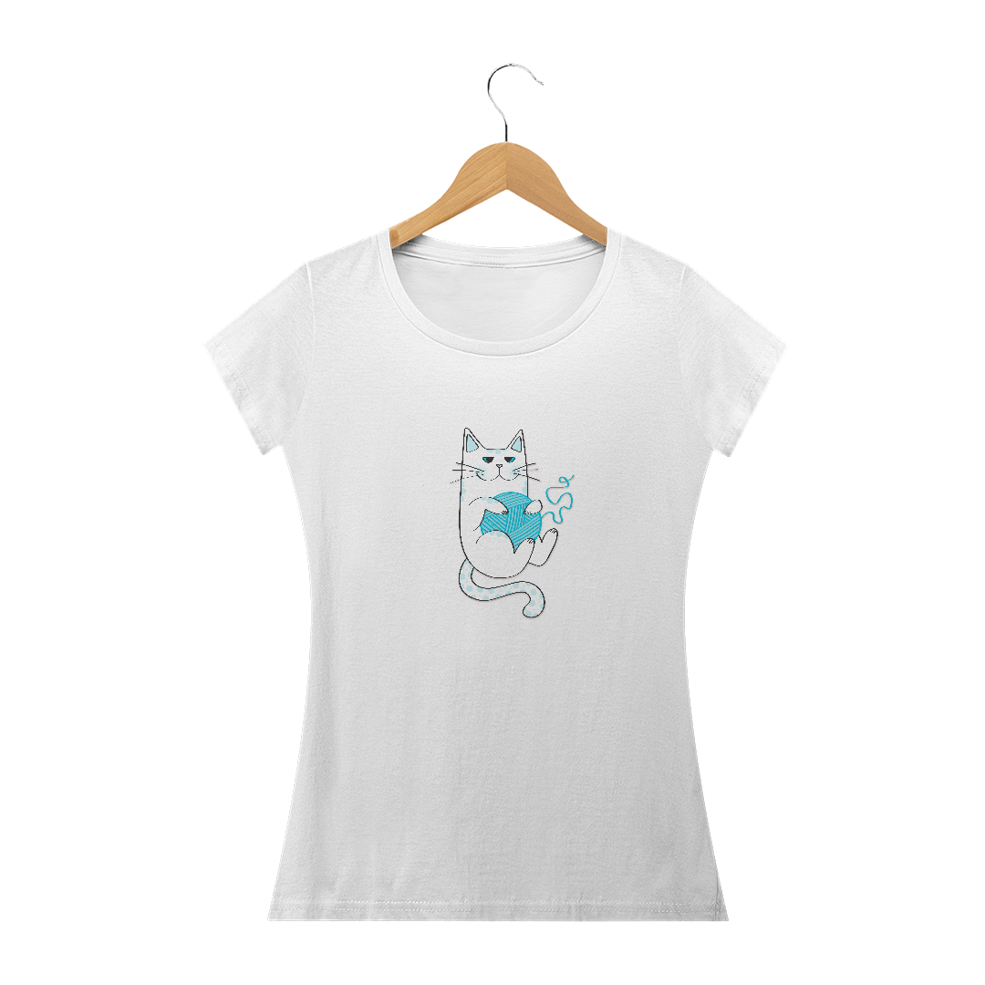 Nome do produto: Camiseta Feminina Prime | Gatinho Artesão Azul