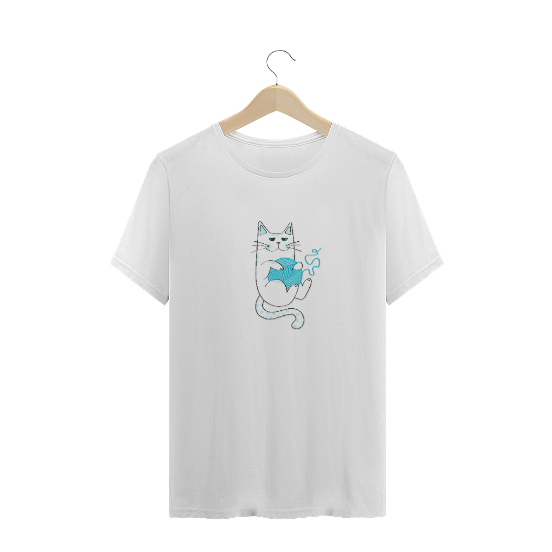 Nome do produto: Camiseta Plus Size Prime | Gatinho Artesão Azul