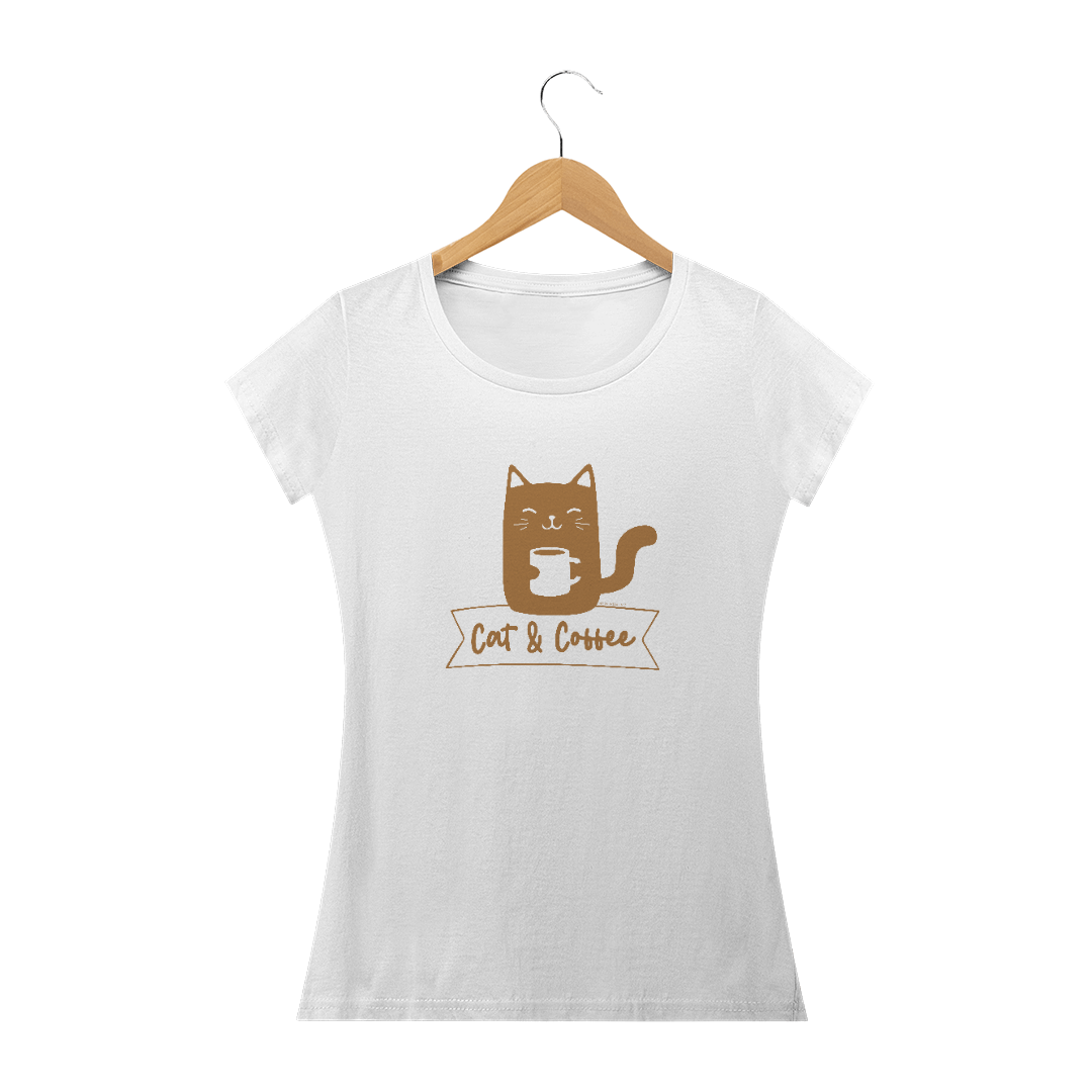 Nome do produto  Camiseta Feminina Prime | Cat and Coffee/Milk