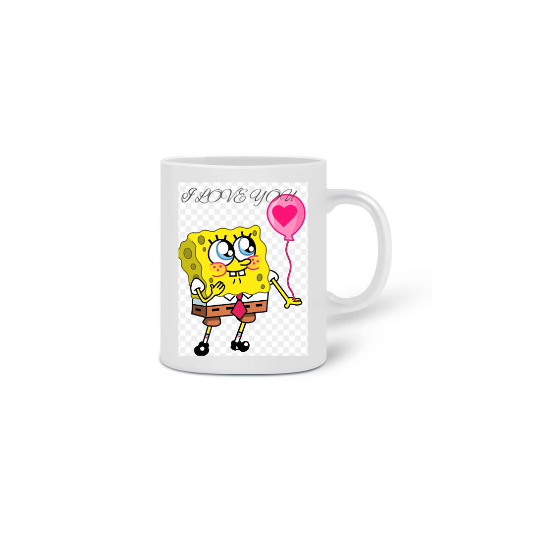 Nome do produto: Caneca Bob  esponja. I LOVE you!!