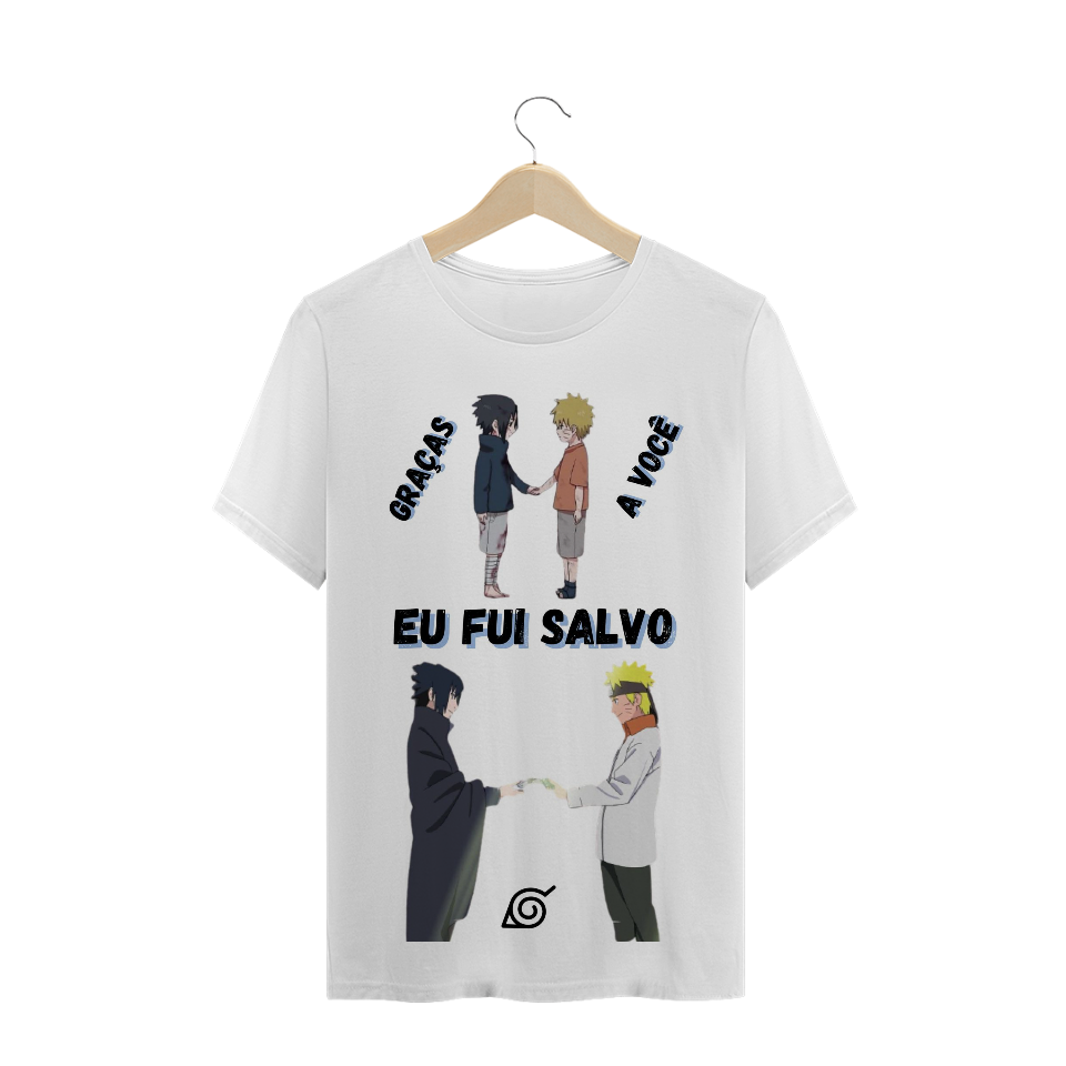 Nome do produto: CAMISA NARUTO E SASUKE - EU FUI SALVO (BRANCA)