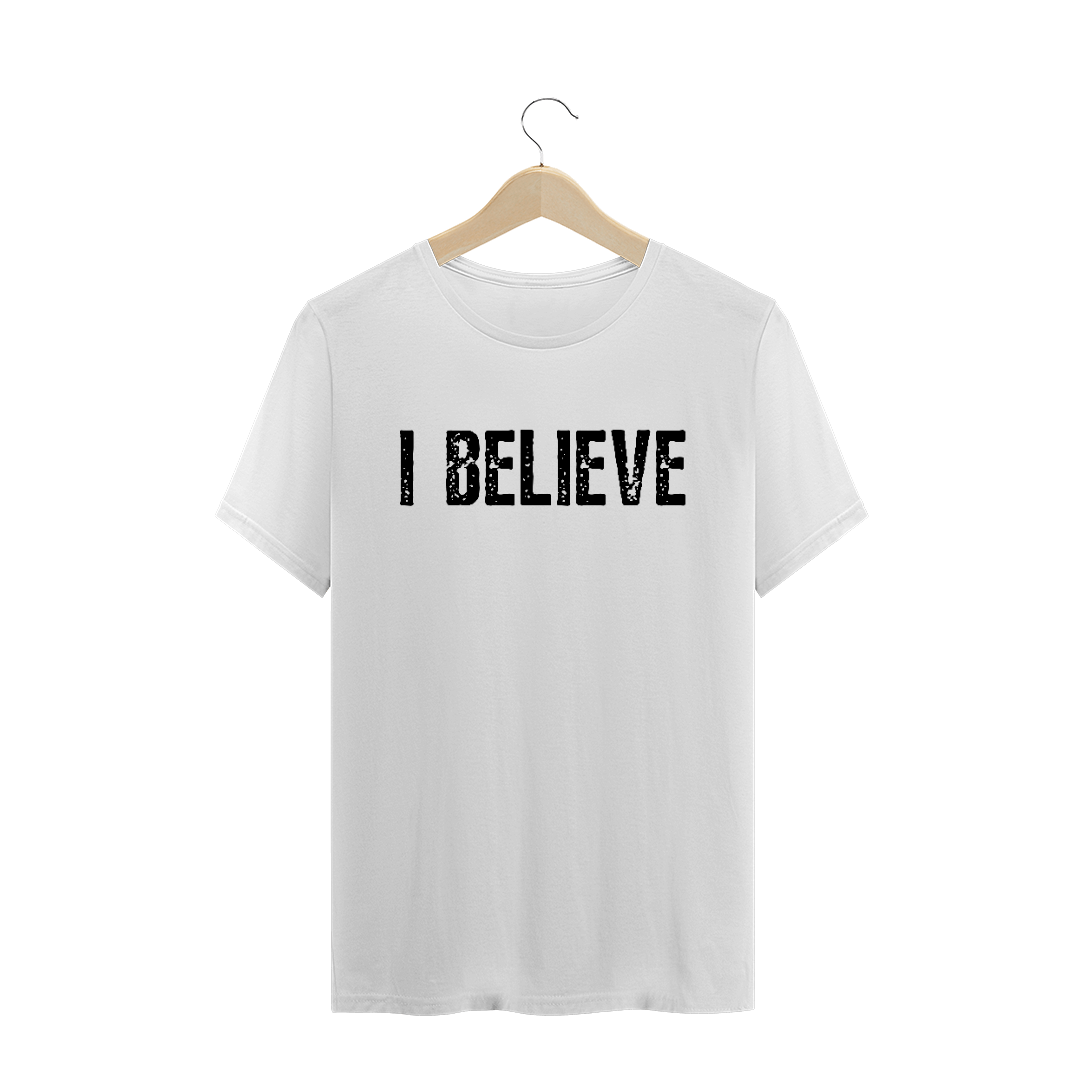 Nome do produto: Camiseta Branca Masculina (Prime) - I Believe 