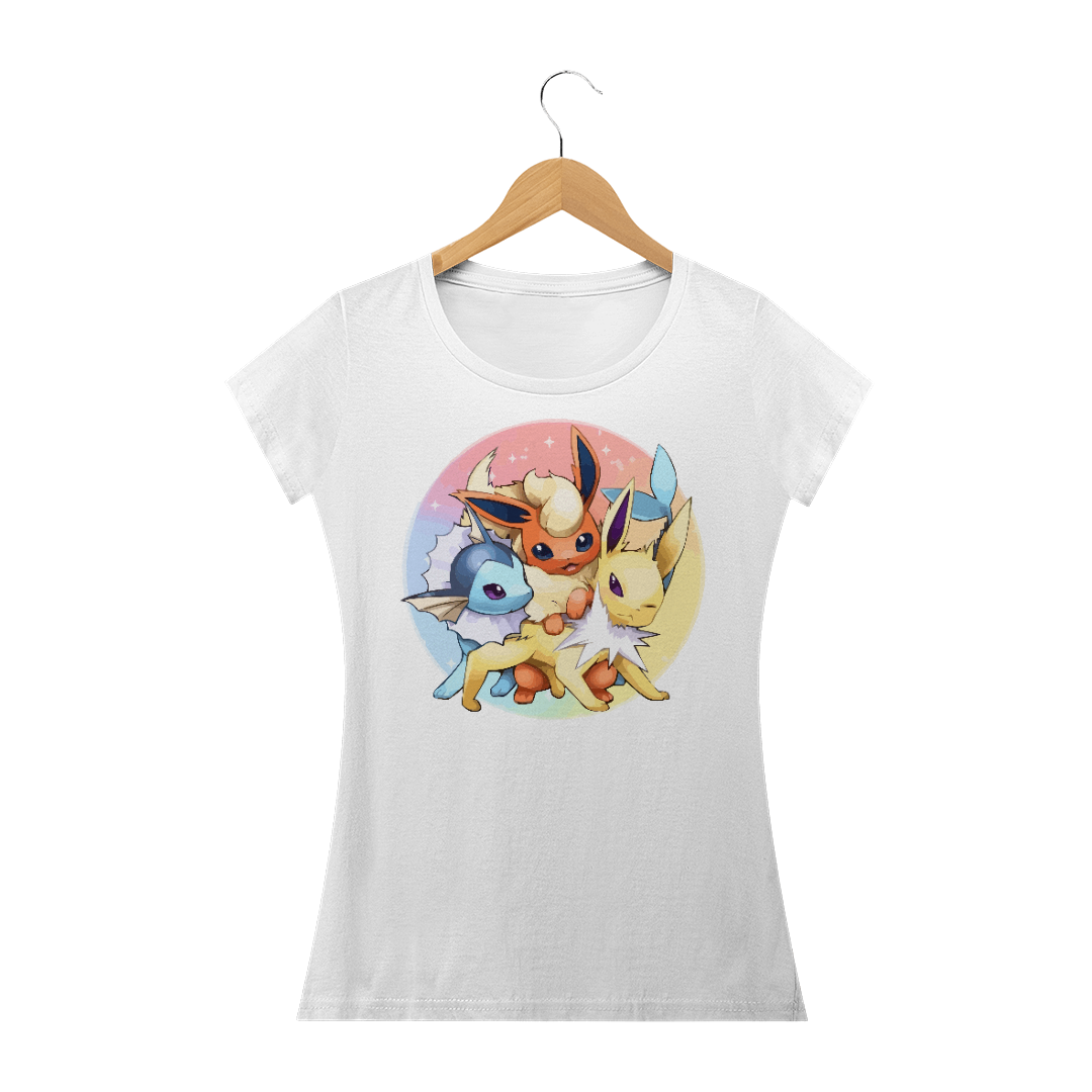 Nome do produto: CAMISETA FEMININA POKEMON - EVOLUÇÃO EEVEE