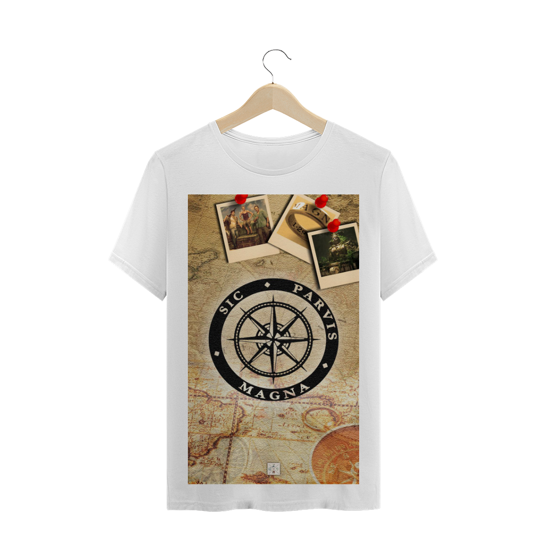 Nome do produto: camiseta masculina uncharted - Sic Parvis Magna
