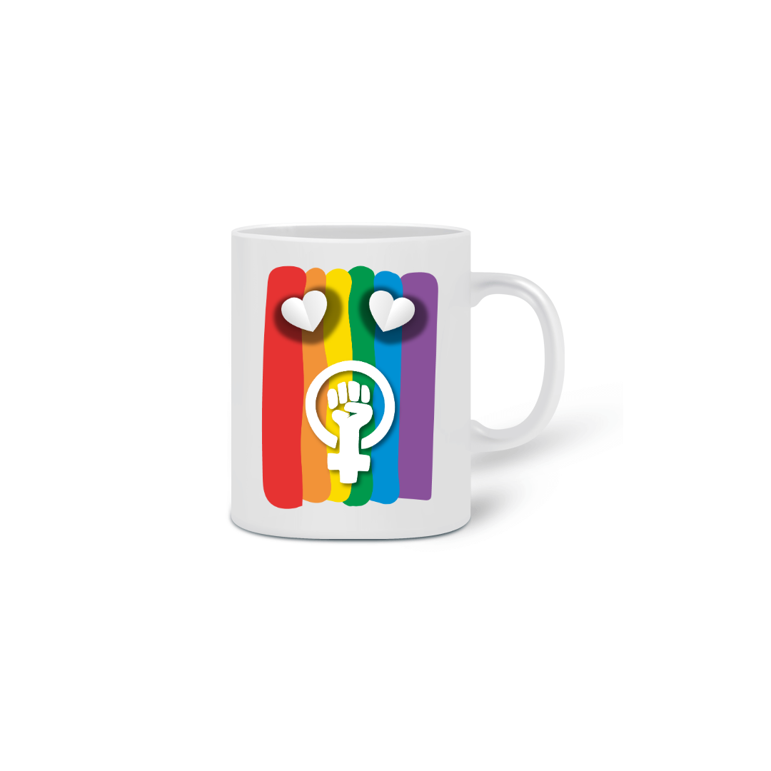 Nome do produto: Caneca LGBTQIA+, Feminismo e Amor