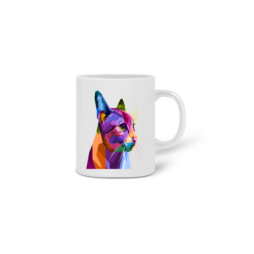 Nome do produto: Caneca Cerâmica Estampa Gato Arte Pop