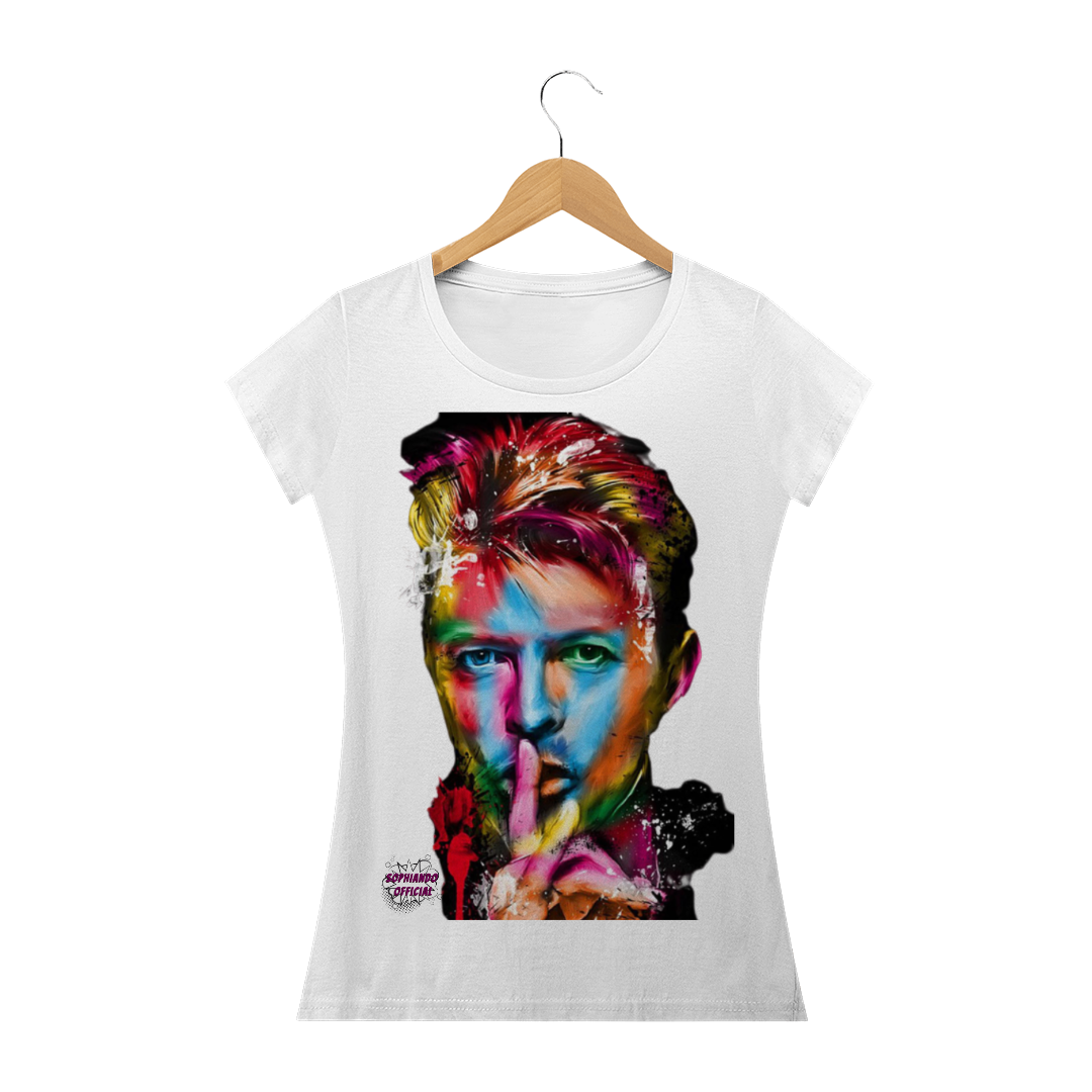 Nome do produto: David Bowie! Camisa Feminina Baby Long Quality