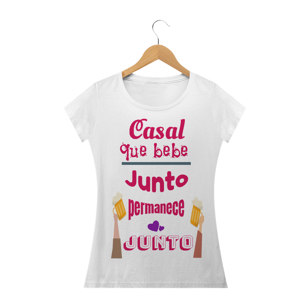 Nome do produto: Camiseta Baby Long Quality Estampa Frase Casal que bebe junto permanece junto