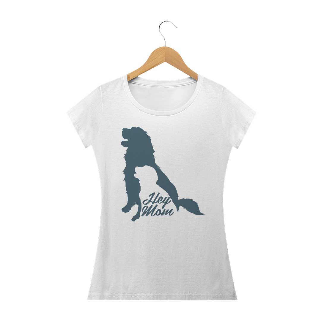 Nome do produto: Camiseta Baby Long Quality Estampa Cachorro - Frase Hey Mom