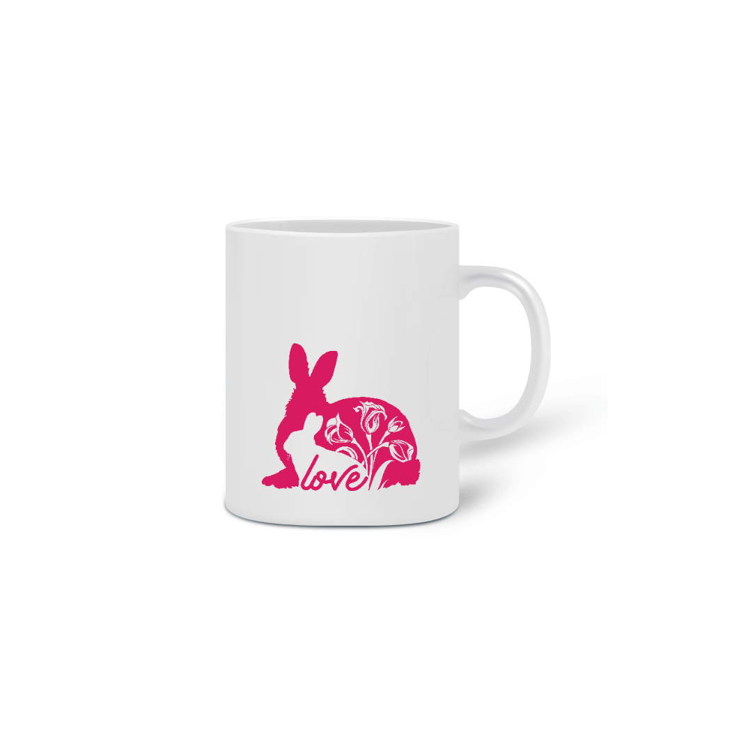 Nome do produto: Caneca Cerâmica Estampa Coelho Love