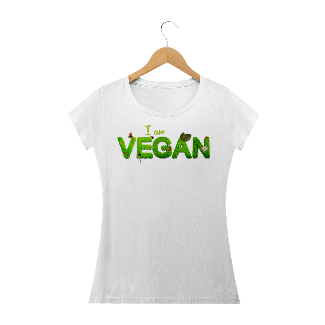 Nome do produto: Camiseta Baby Long Quality Estampa Frase I am VEGAN