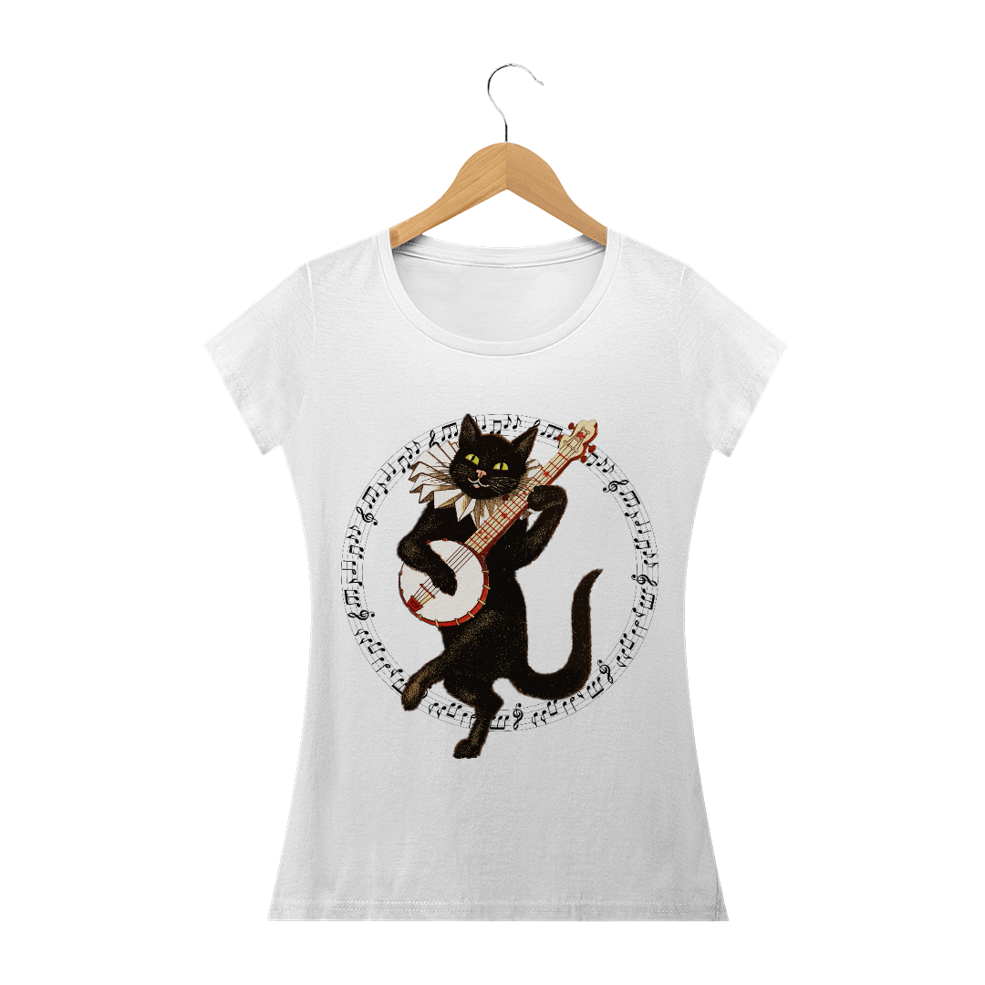 Nome do produto: Camiseta Music Cat Feminina