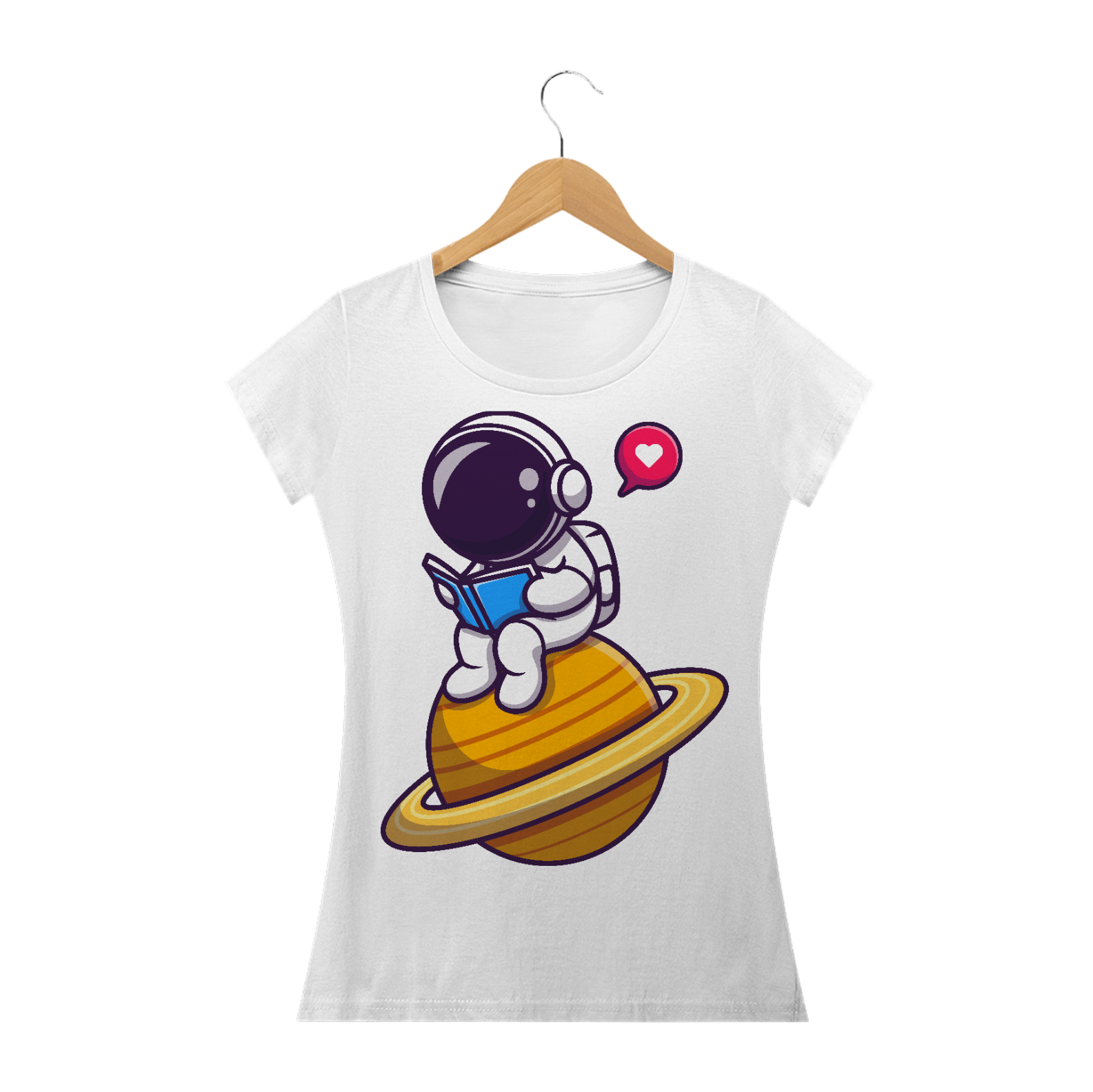 Nome do produto: Camiseta Baby Long Quality Estampa Astronauta Lendo