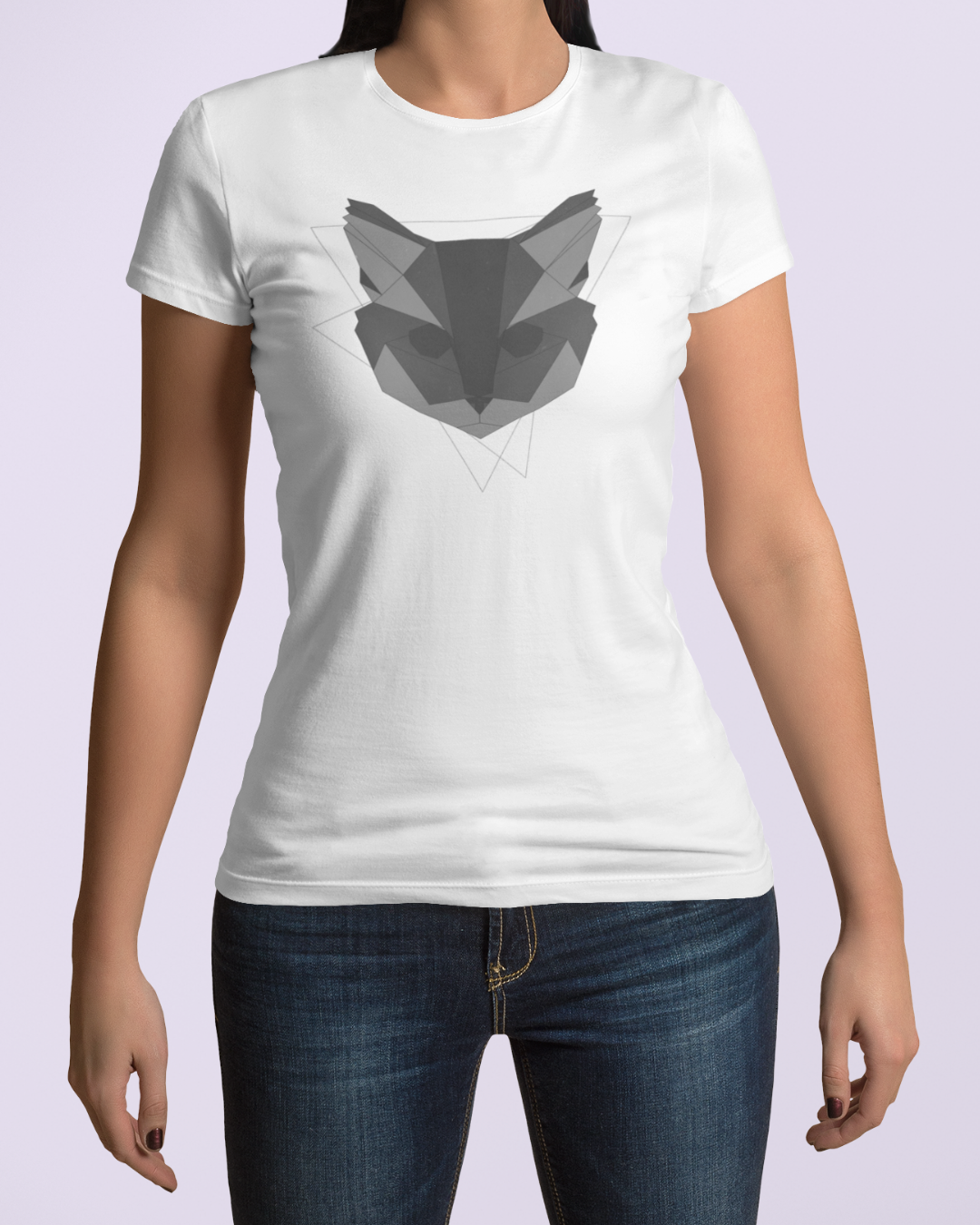 Nome do produto: Baby look Gato Geométrico Cinza