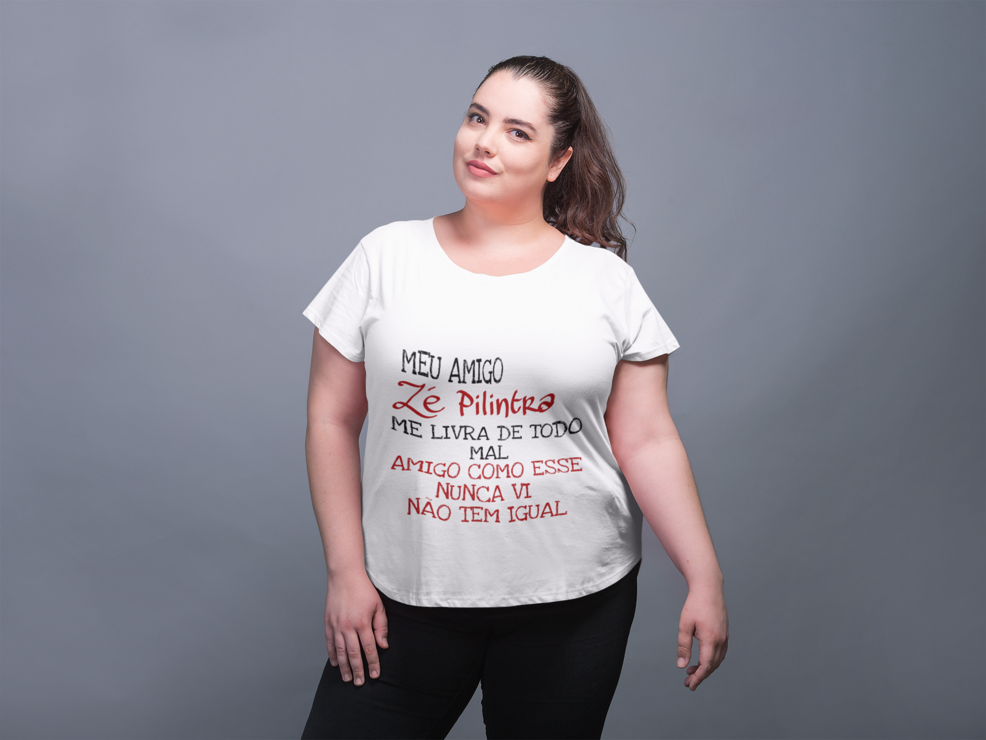 Nome do produto: Camiseta Mensagem Zé Pilintra (Modelo Plus Size)