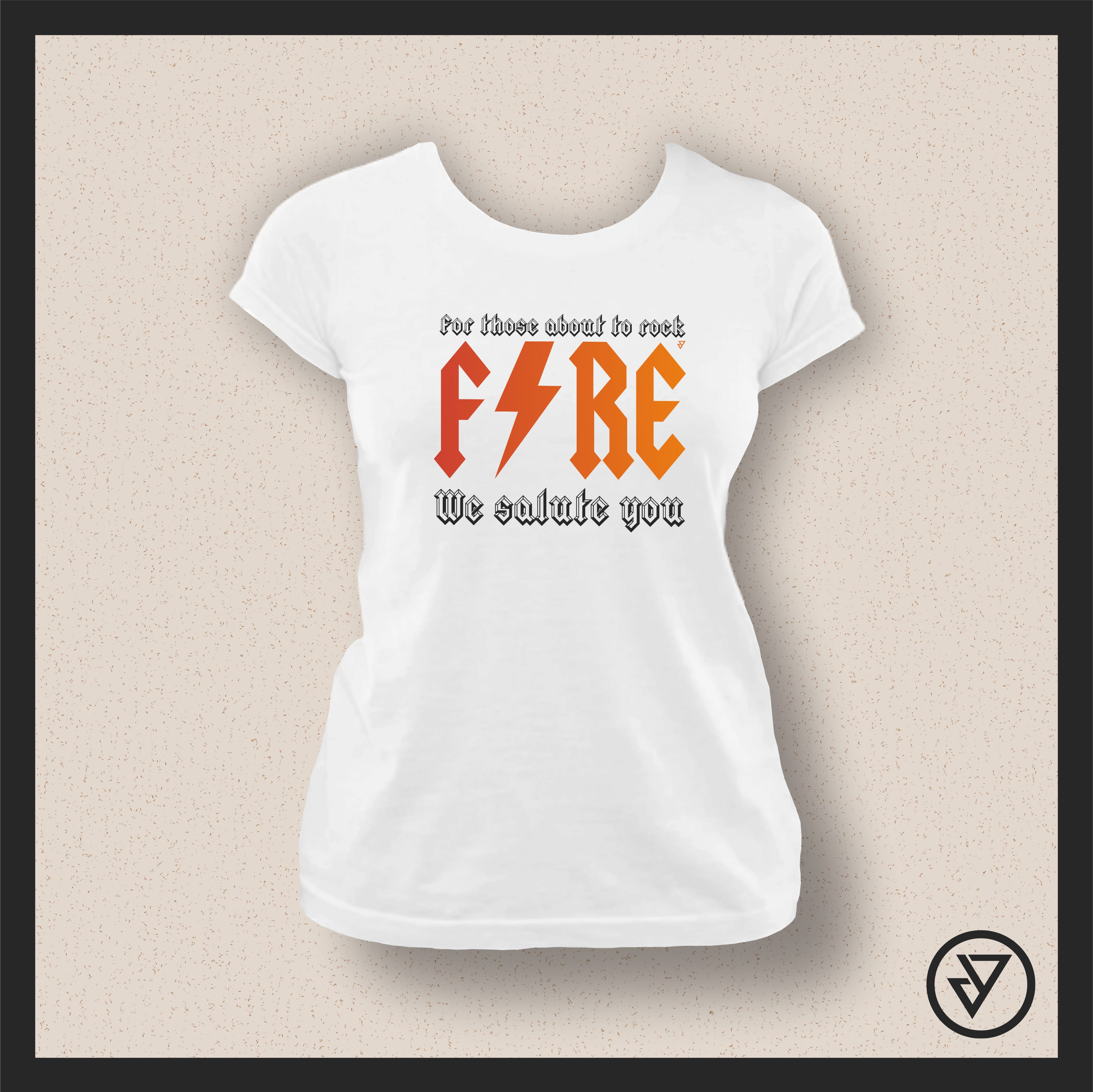 Nome do produto: Camisa Feminina AC/DC - FIRE! (We Salute You) - Branca