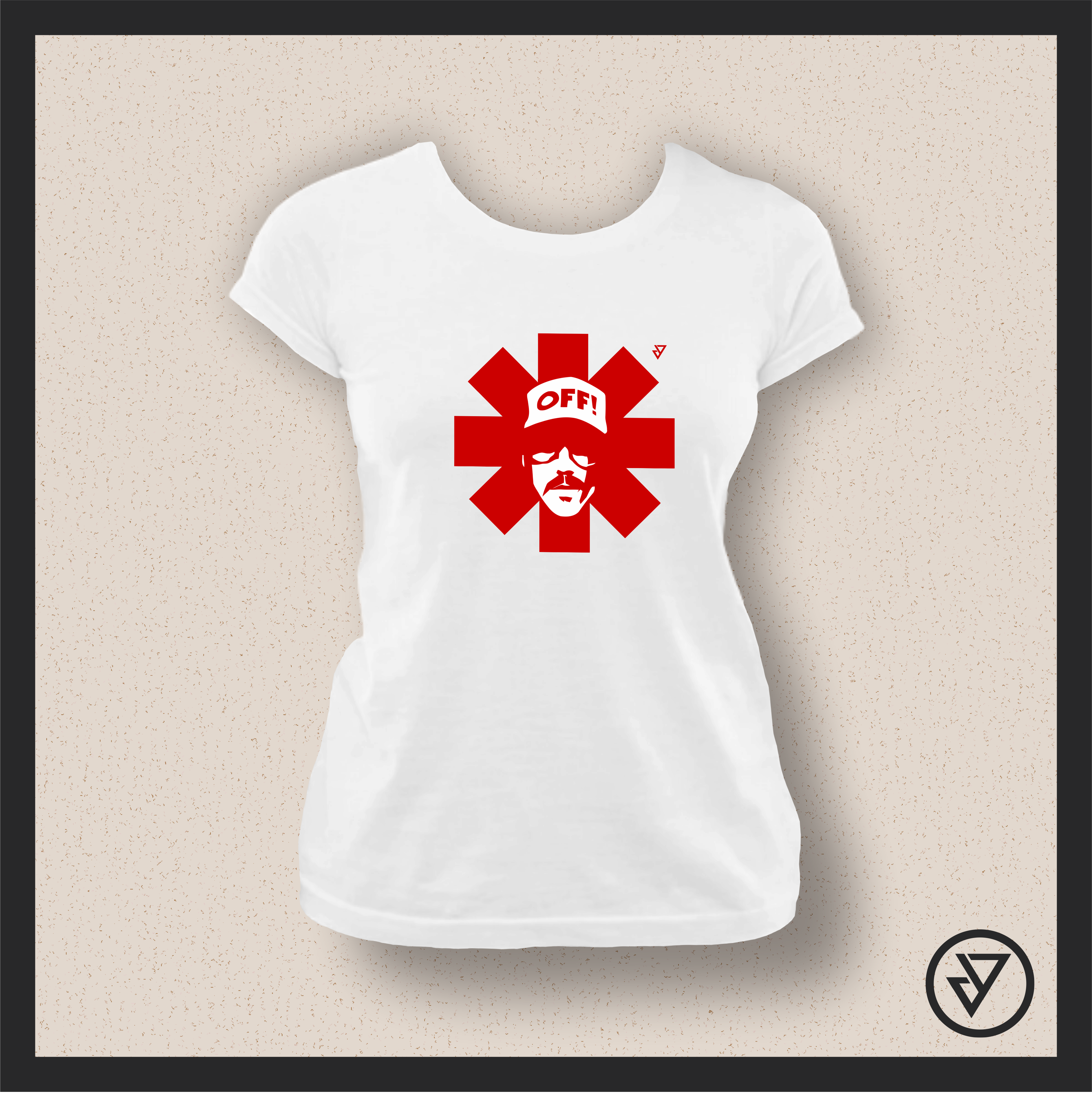 Nome do produto: Camisa Feminina Red Hot Chili Peppers (Anthony Kiedis) - Branca/Preta