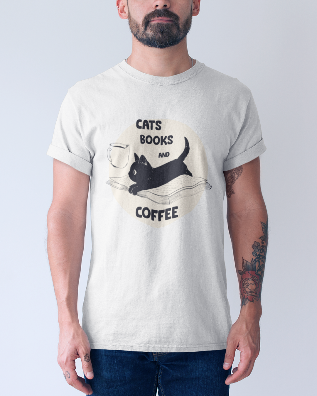 Nome do produto: Camiseta Cats, books and coffee