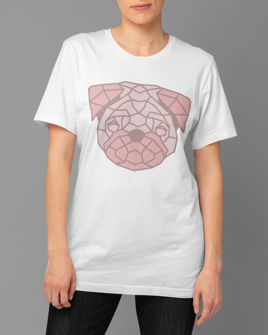 Nome do produto: Camiseta Cachorro Rosa Geométrico