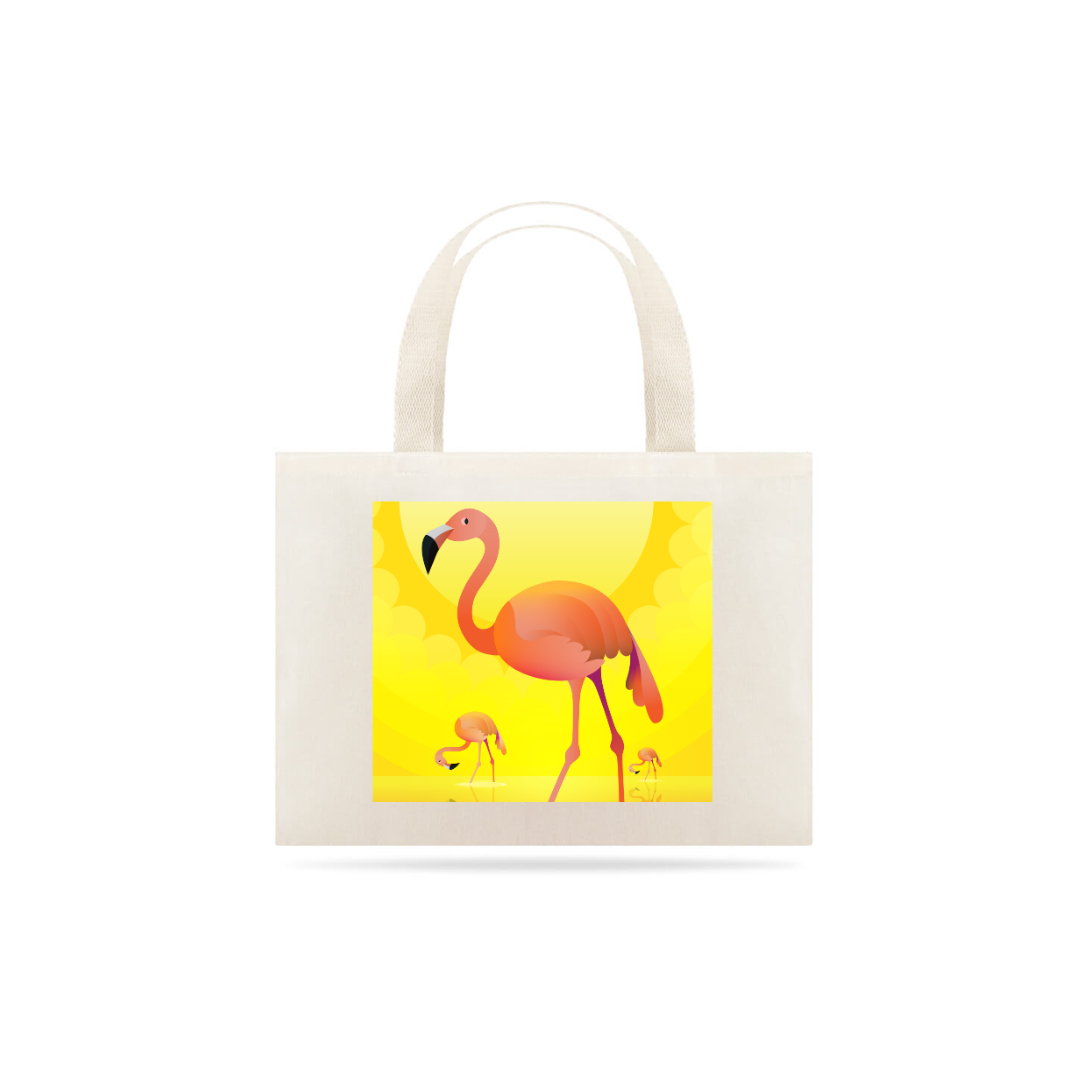 Nome do produto: Eco Bag Grande Estampa Garça Rosa
