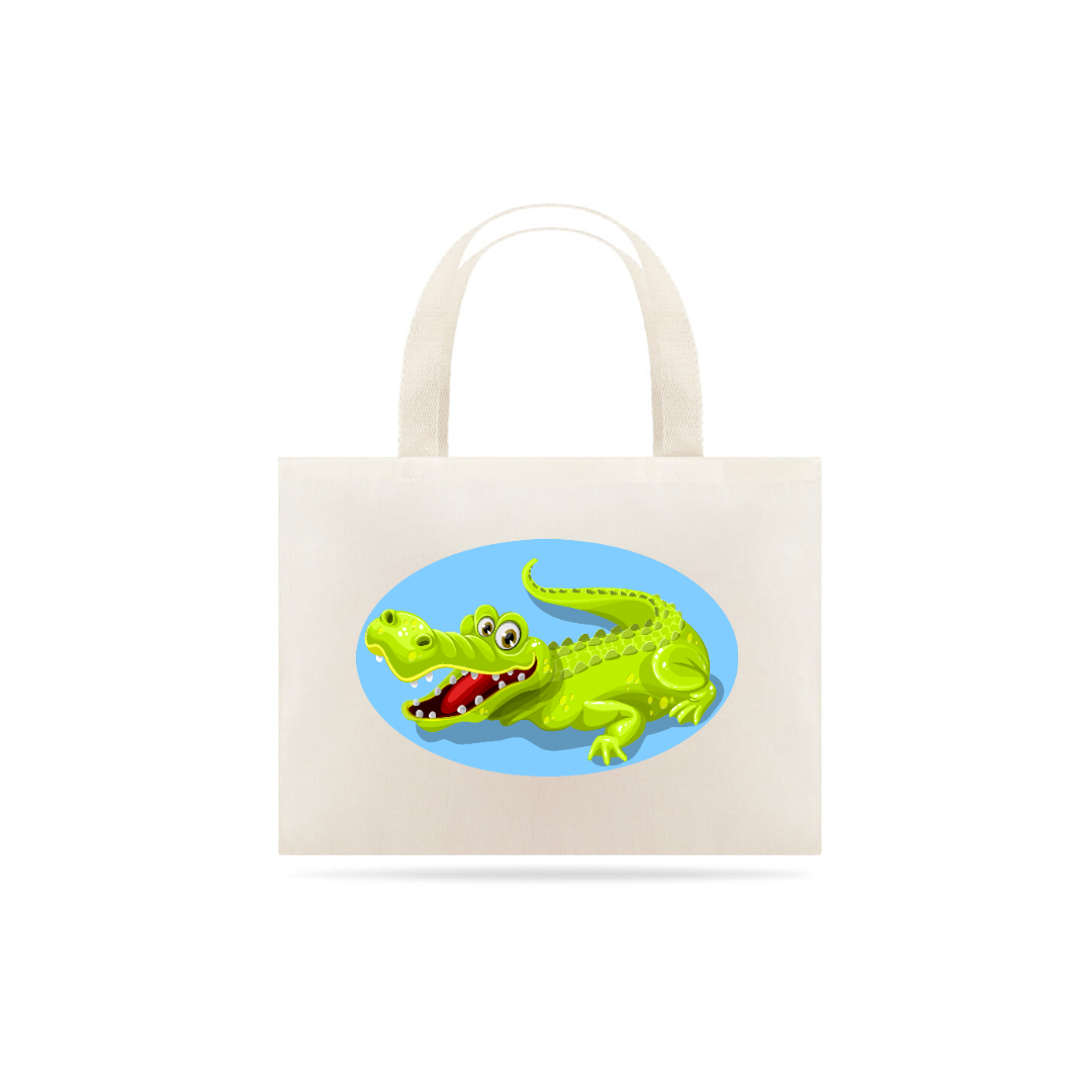 Nome do produto: Bolsa Eco Bag Grande Estampa Jacaré Sorrindo