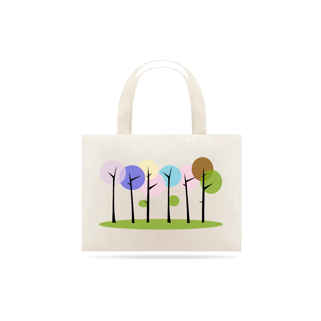 Nome do produto: Bolsa Eco Bag Grande Estampa Desenho Árvores Coloridas