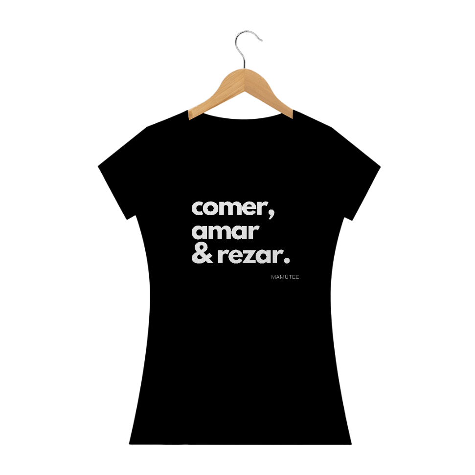 Nome do produto: Comer, Amar & Rezar_babylook_letras brancas