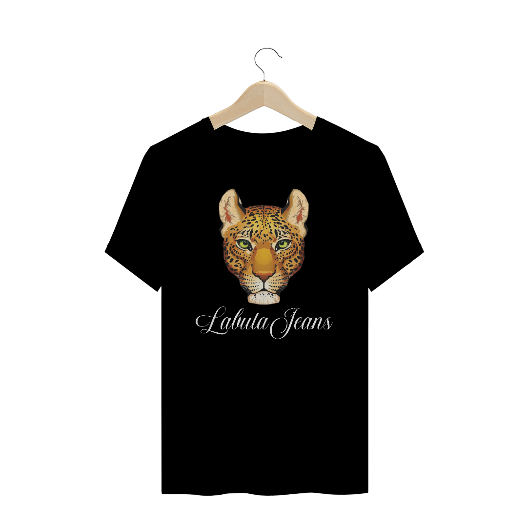 Nome do produto  Camiseta Labuta - Leopardo (preta/azul marinho)