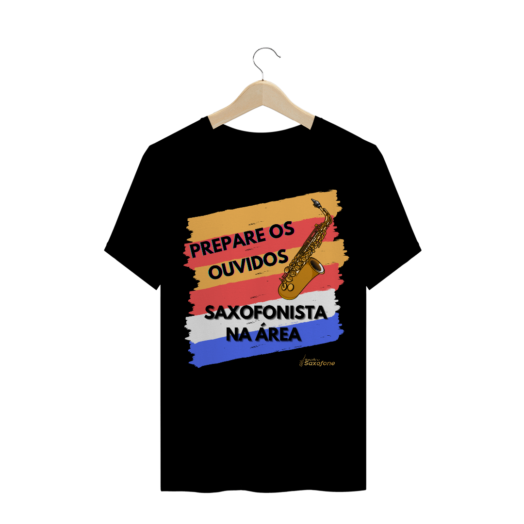 Nome do produto: Camiseta Saxofonista na área
