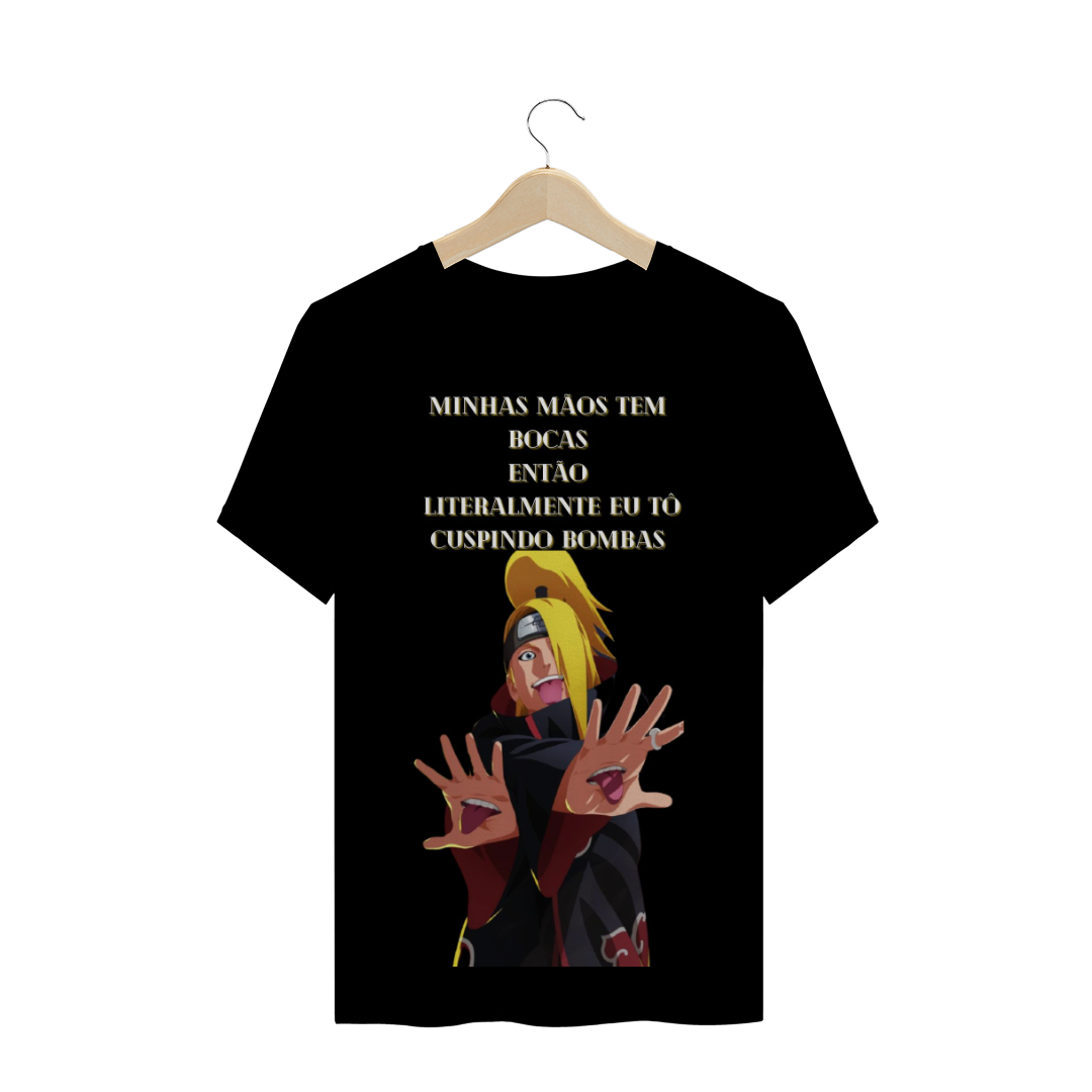 Nome do produto: CAMISA DEIDARA - MINHAS MÃOS TEM BOCAS (PRETA)