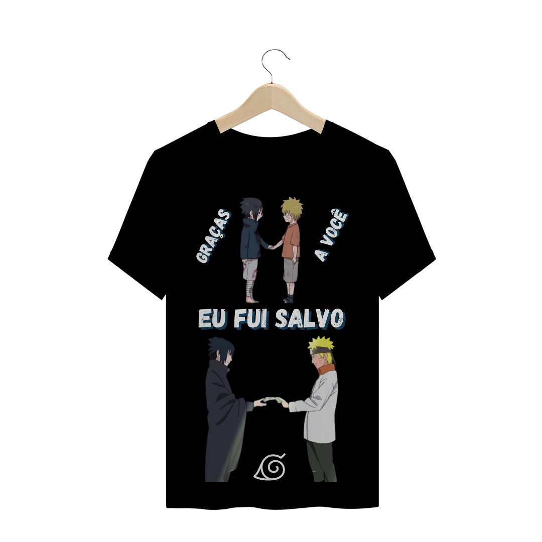 Nome do produto: CAMISA NARUTO E SASUKE - EU FUI SALVO (PRETA)