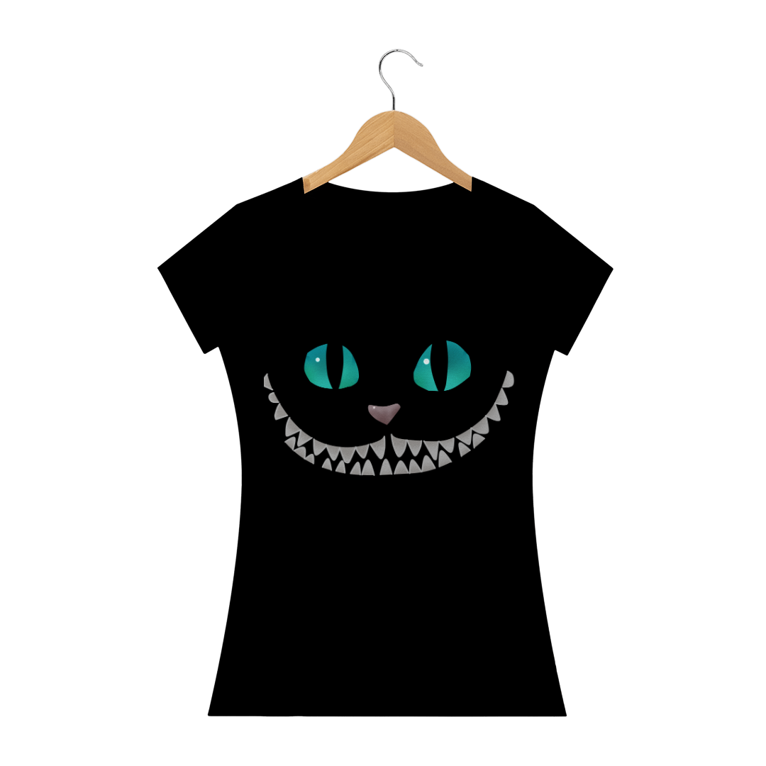 Nome do produto: Baby look Gato de Cheshire Alice no País das Maravilhas