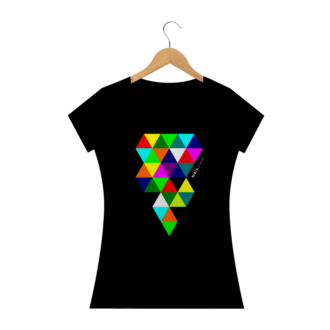 Nome do produto: Triângulos Coloridos, Camiseta Feminina, Bluza.com.br