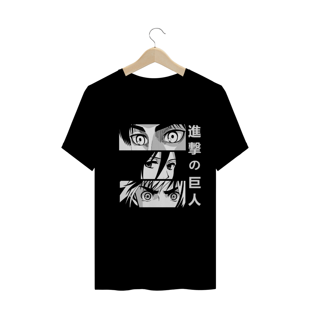 Nome do produto: T-Shirt Attack On Titan - Eren, Mikasa e Armin