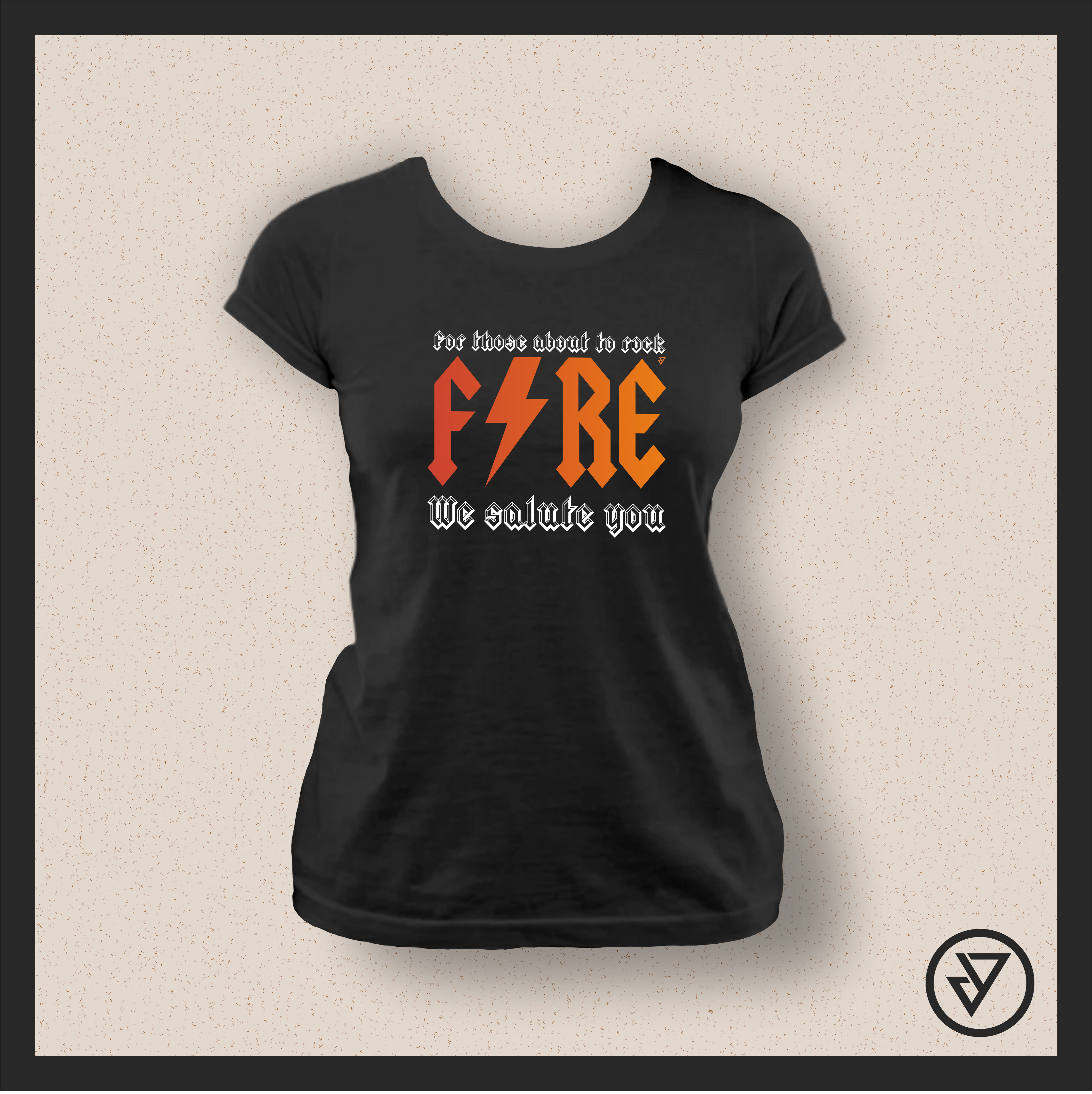 Nome do produto: Camisa Feminina AC/DC - FIRE! (We Salute You) - Preta