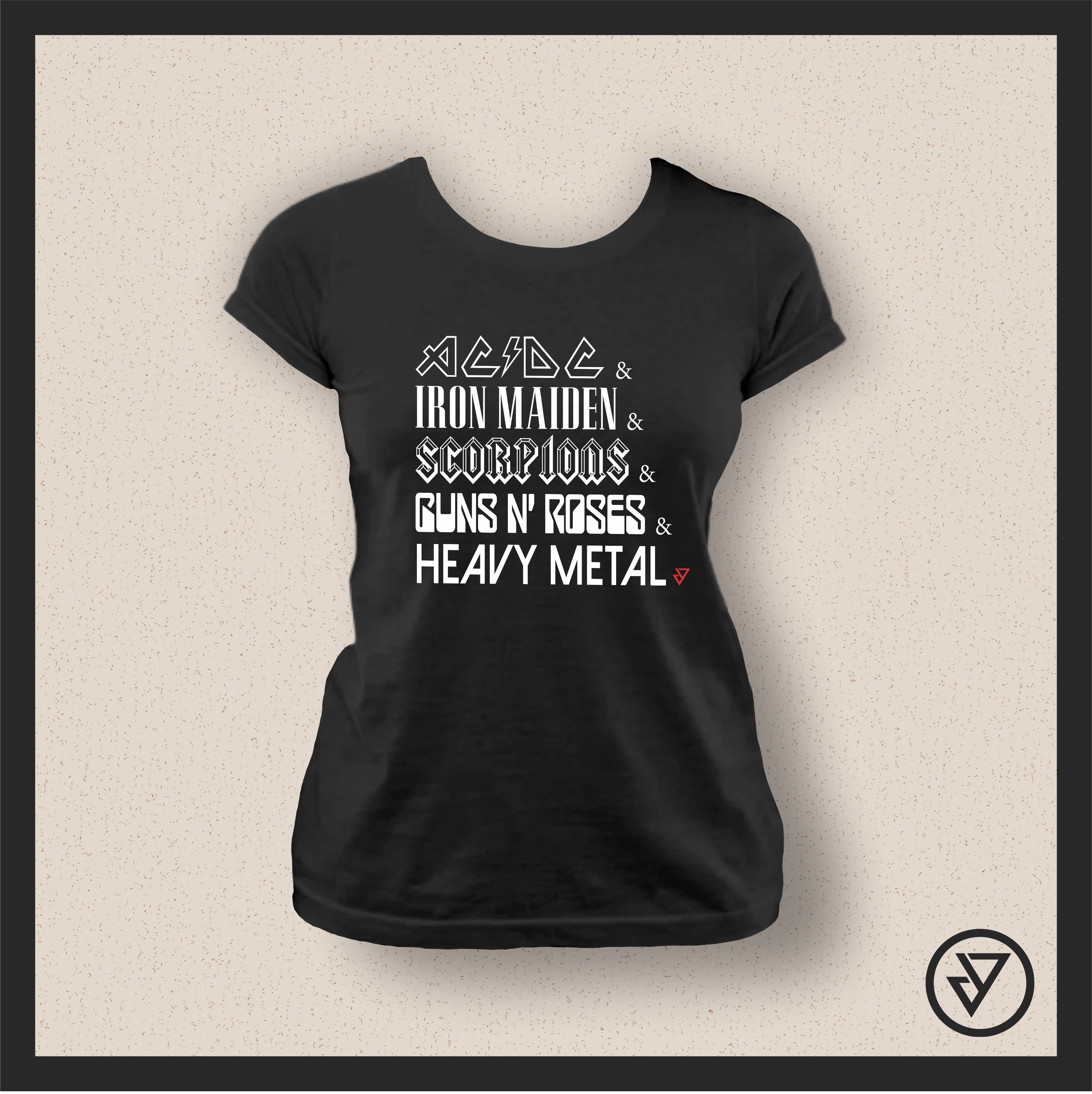 Nome do produto: Camisa Feminina Heavy Metal (Bandas) - Preta