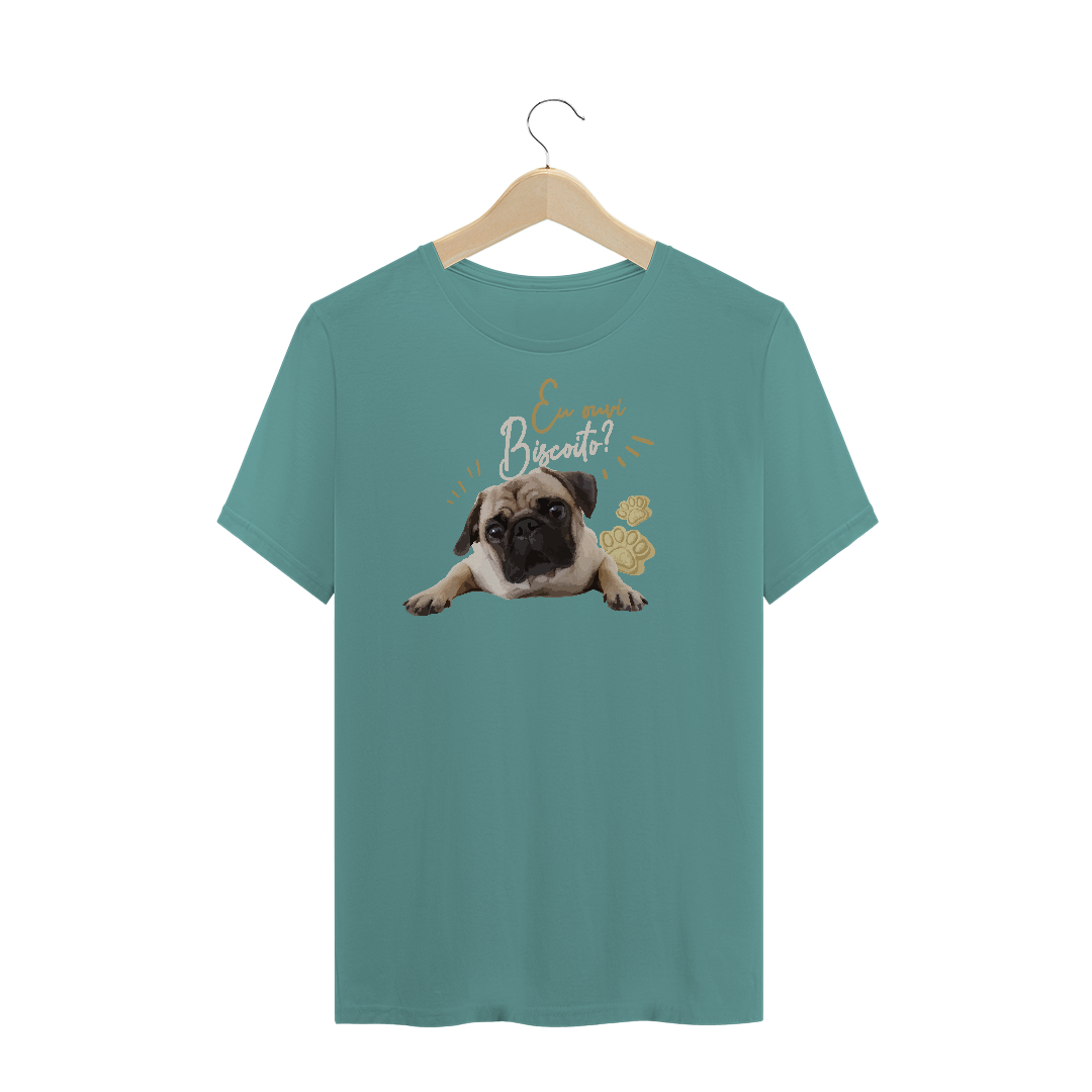 Nome do produto: Camiseta Pug - Eu ouvi biscoito? - Premium Estonada