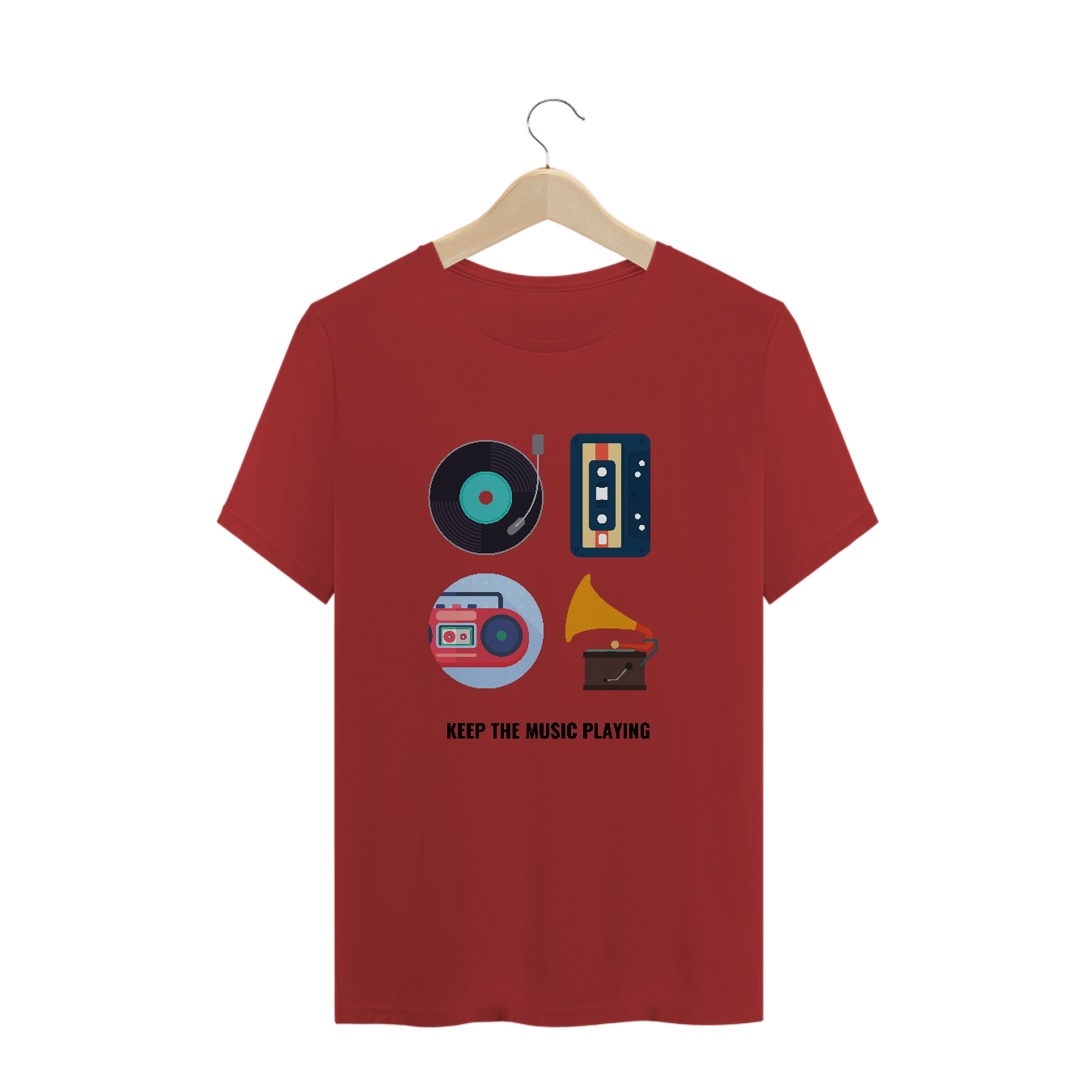 Nome do produto: Camiseta estonada Keep the Music Playing - cinza ou vermelha.