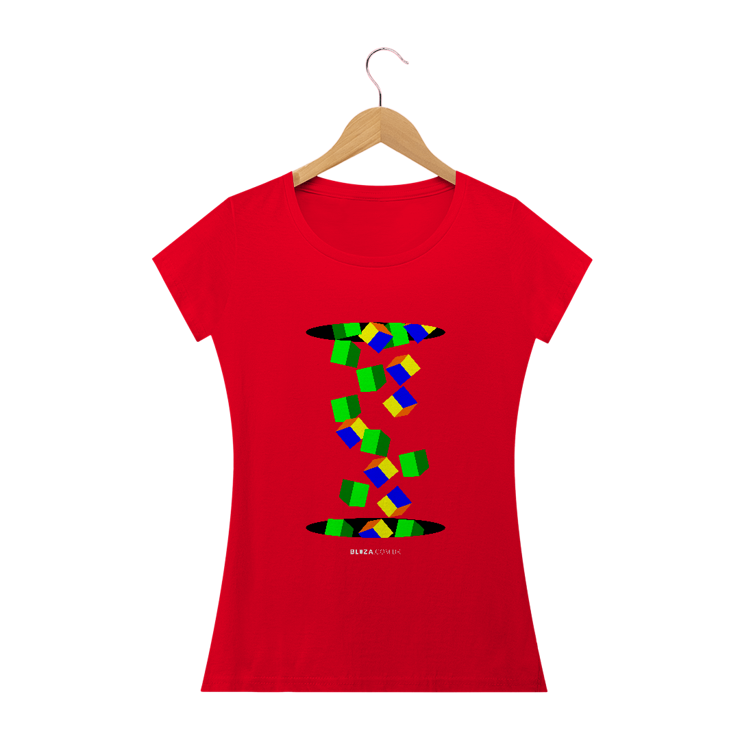 Nome do produto: Cubos Caindo, Camiseta Feminina, Bluza.com.br