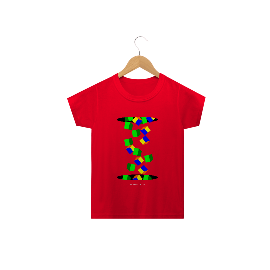 Nome do produto: Cubos Caindo, Camiseta Infantil, Bluza.com.br