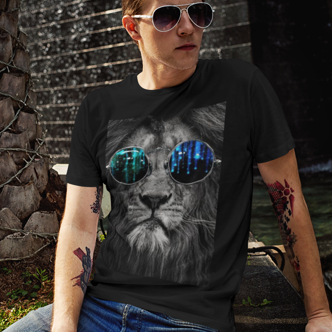Nome do produto: Camiseta Leão Estilo com Óculos