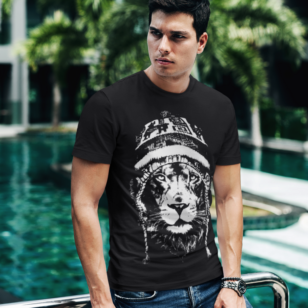 Nome do produto: Camiseta Leão Estilo com Touca