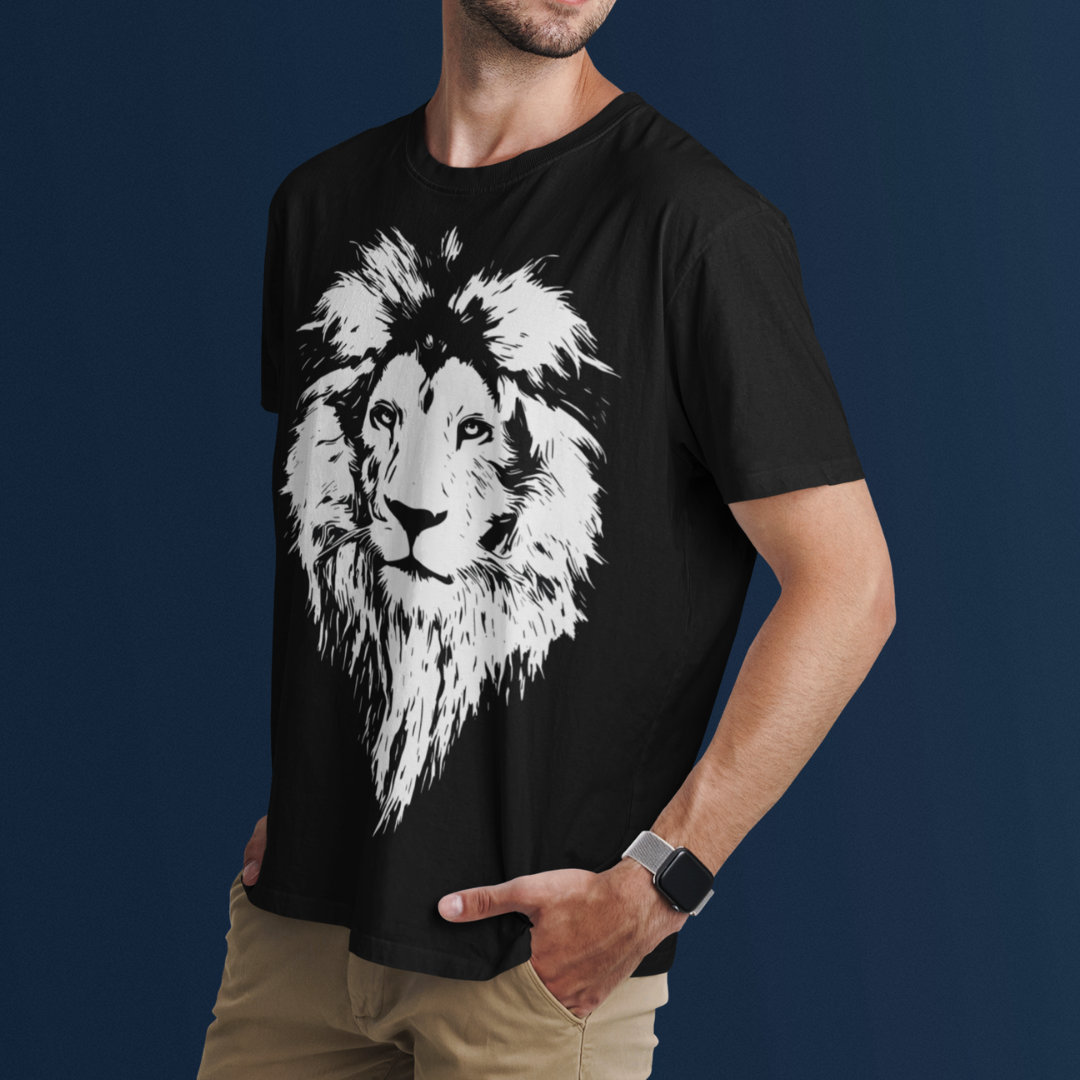 Nome do produto: Camiseta Leão Branco