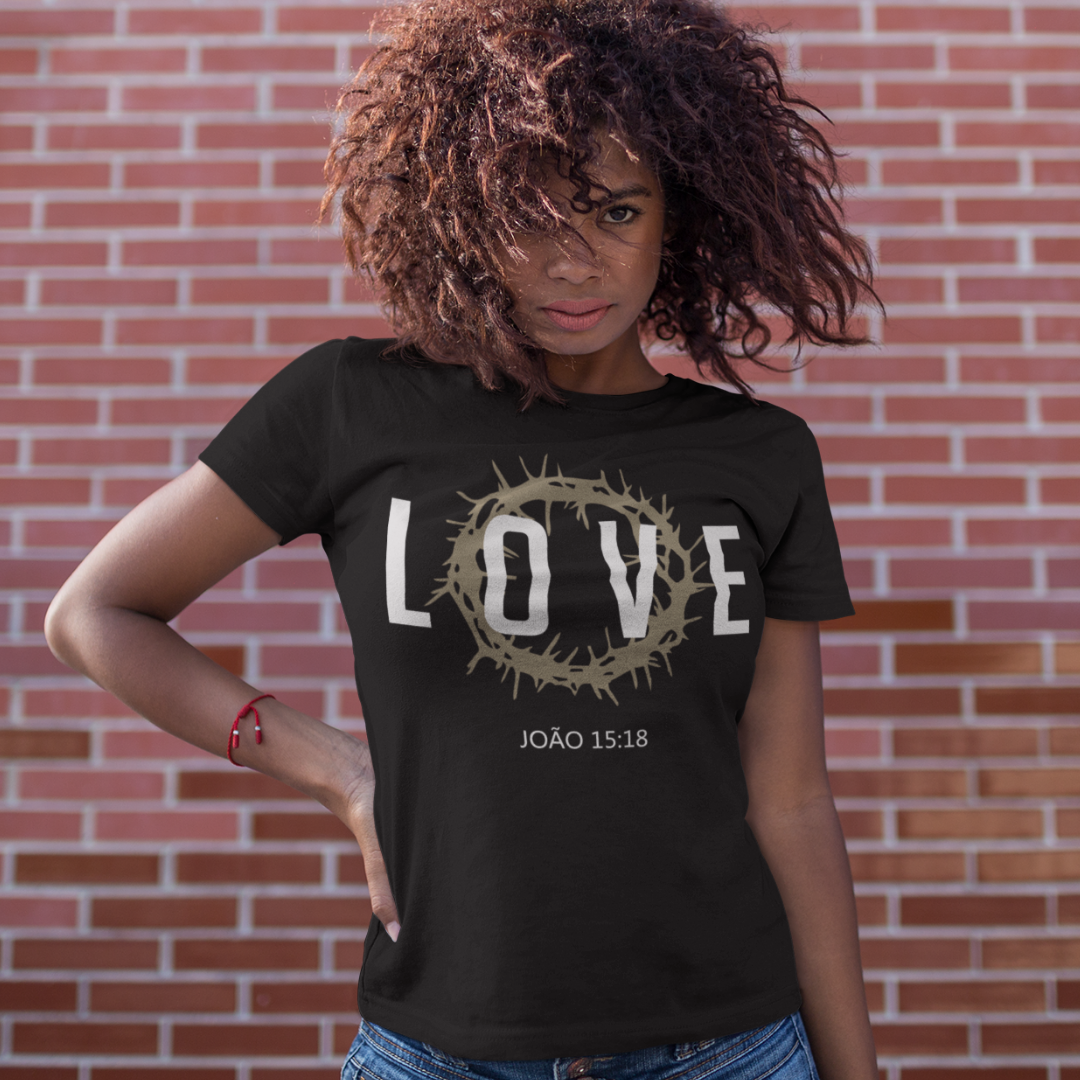 Nome do produto: Baby Look Feminina Love João 15:18