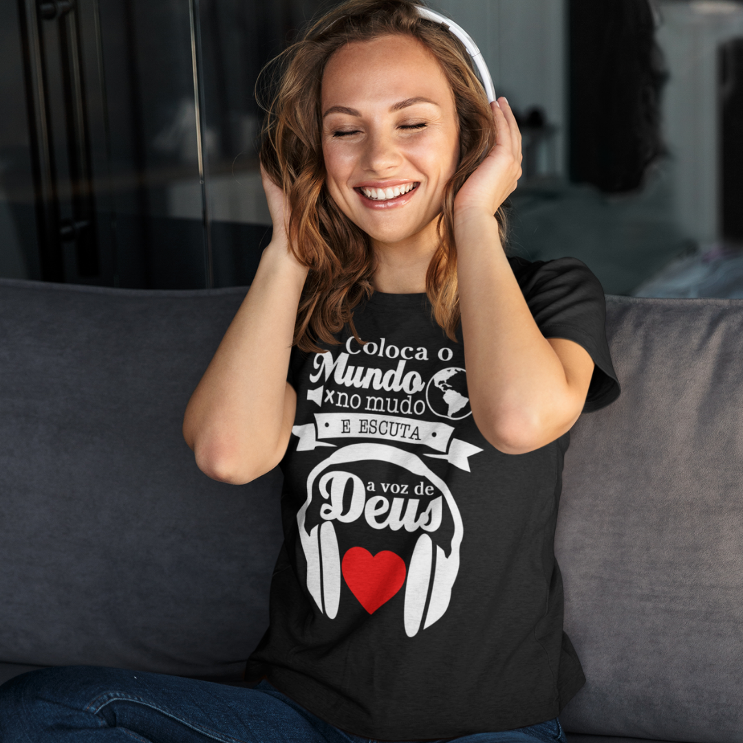 Nome do produto: Baby Look Feminina Escuta a voz de Deus