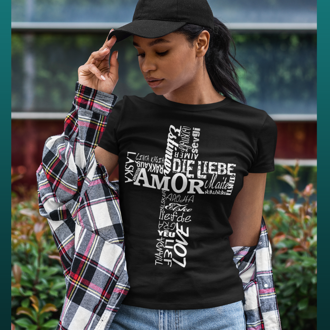 Nome do produto: Baby Look Feminina Amor em todas as línguas