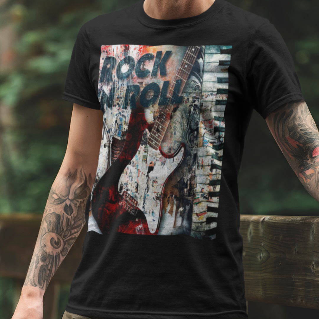 Nome do produto: Camiseta Rock n Roll Guitarra