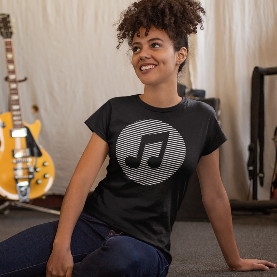 Nome do produto: Baby Look Feminina Nota Musical