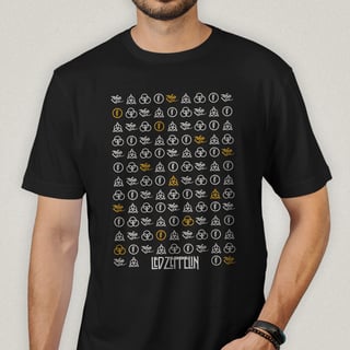 Camiseta Led Zeppelin - Símbolos - Algodão 100% Unissex | Retrolhama