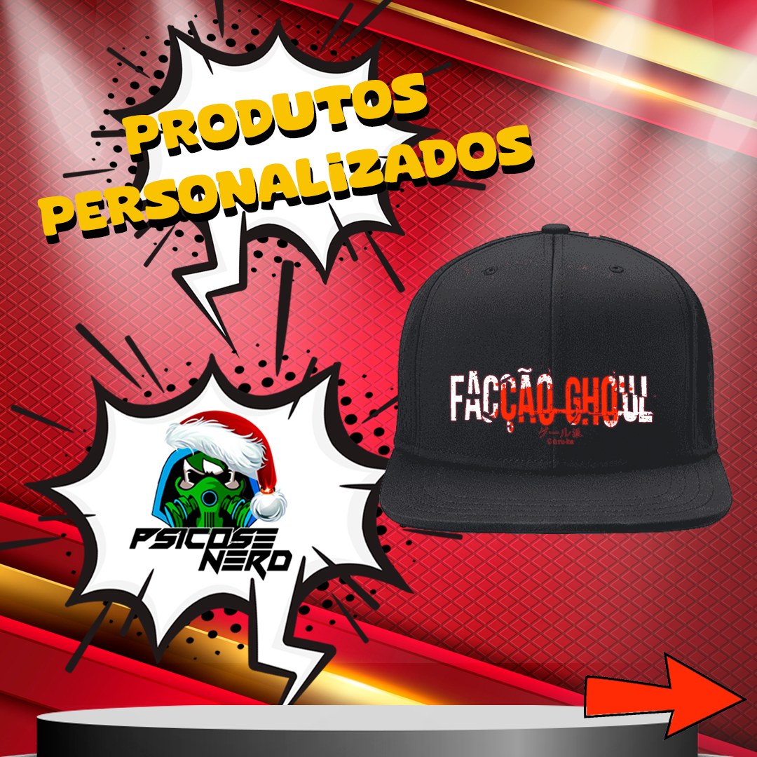 Nome do produto: BONÉ ABA RETA FACÇÃO GHOUL TEAM RAP NERD